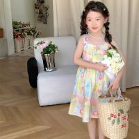 Girls Sweet Flower Printed Dress 2023 New Summer Fashionable Sleeveless Casual Simple Cute Fresh Princess Dress for Girls  by Hs2023