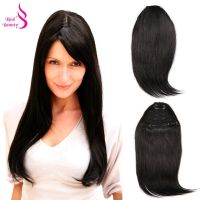 สายต่อผมตรง Remy Hair สั้นสำหรับผู้หญิงแผ่นแปะผมแบบเต็มขอบสำหรับคลิปผมมนุษย์สไตล์บราซิลเลี่ยนเสริมสวยที่แท้จริง