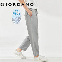 GIORDANO Men Pants Elastic Waist Pleated Pants Relaxed Lightweight Ankle Length Stretch Comfort Fashion Casual Pants 18123601