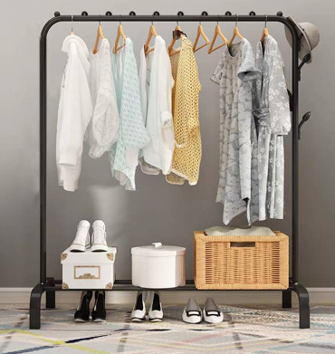 Floor Folding Coat Rack Hanger Indoor Single Pole Double Pole Bedroom ...