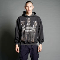 oughbred Hoodie Hound พิมพ์ High Street ล้าง Distressed คุณภาพสูงผ้าฝ้ายผู้ชายผู้หญิงหลวม Hooded เสื้อกันหนาว