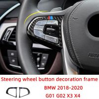 Steering Wheel Decoration Frame Patch Carbon Fiber Car Stickers For BMW 2018-2020 G01 G02 X3 X4 Interior Accessories