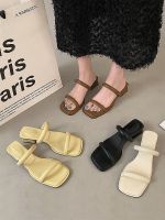 ◄▦ Slippers womens outerwear 2023 new summer simple fashion all-match thick heel non-slip French fairy style sandals and slippers