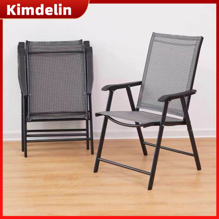 KIMDELIN Folding Patio Chairs, Aluminium Frame Reclining Sling Lawn