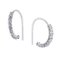 Silver thai  Silver Preciosa Crystal Half Hoop Earringsเครื่องประดับเงินแท้ ต่างหูเงินแท้925แบบห่วงเพรชงานเพชรCZแบบครึ่งห่วง