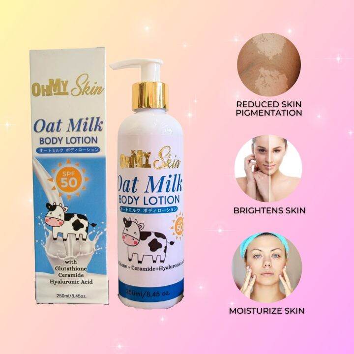 Oh My Skin Oat Milk Body Lotion SPF 50 with Glutathione Ceramide Hyaluronic Acid 250ML Lazada PH