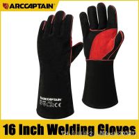 hk❆  Gloves Leather Workers Welding Safety Protection Garden Stove Puncture  Wear-resistant Average