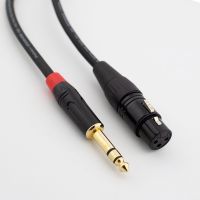 สายไมโครโฟน XLR เป็นแจ็คไมโครโฟนตะกั่วสาย Aux TRS 6.35มิลลิเมตร/6.5มิลลิเมตรชายเป็น XLR หญิงสายไมค์สำหรับกีตาร์ผสมสเตอริโอเครื่องขยายเสียง  -