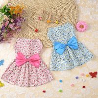 Pet Denim Princess Dress Spring 2023 New Teddy Schnauzer Bichon Chihuahua Bow Skirt For Small Medium Dogs Floral Denim Skirt Dresses