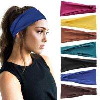 1PC Yoga Sports hair bands sweat absorbent fitness elastic solid color High Quality hair band Dance Biker Knitted Wide Headbands