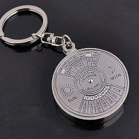 Creative Perual ปฏิทินพวงกุญแจ50ปี Perual ปฏิทิน Unisex โลหะ Key Chain แกะสลัก Sun Moon ที่ระลึกพวงกุญแจ