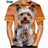 Cute Pet Dog Yorkshire Terrier 3D Printing Mens and Womens Summer Fashion Casual T-shirt Funny Round Neck Short Sleeve Tops