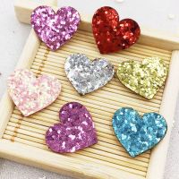 60pcs 20mm Glitter Felt Fabric Heart LOVE Scrapbook Applique DIY Sewing Patch Supplies Headwear Bow Accessories Craft XA36 Sewing Machine Parts  Acces