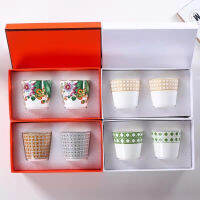 H/D - New Delicate Coffee Cup Set, Bone China Water Cups 2PCS/Set, 4 Colors, Gift for Friends or Family, Good for Display and Decoration