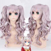 อะนิเมะ Charlotte Tomori Nao Long Curly Wavy คอสเพลย์วิกผมสำหรับผู้หญิงผมสังเคราะห์ทนความร้อน Chip tails