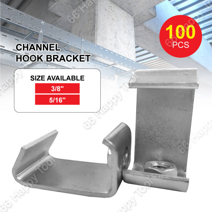 (100pcs) GI C Channel Hook Bracket Vanitation Pipe Hanger 3/8" 5/16" L