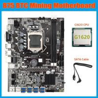 B75 ETH Mining Motherboard 8XPCIE USB Adapter+G1620 CPU+SATA Cable LGA1155 MSATA DDR3 B75 USB BTC Miner Motherboard