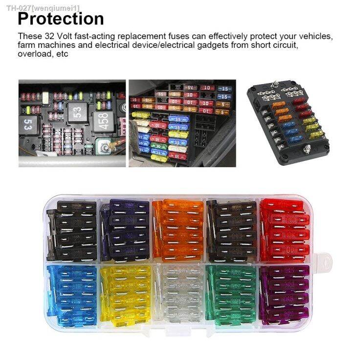 with-box-auto-blade-type-fuse-set-car-truck-fuses-2a-3a-5a-7-5a-10a-15a-20a-25a-30a-35a-40a-amp-clip-assortment-50-100-pcs