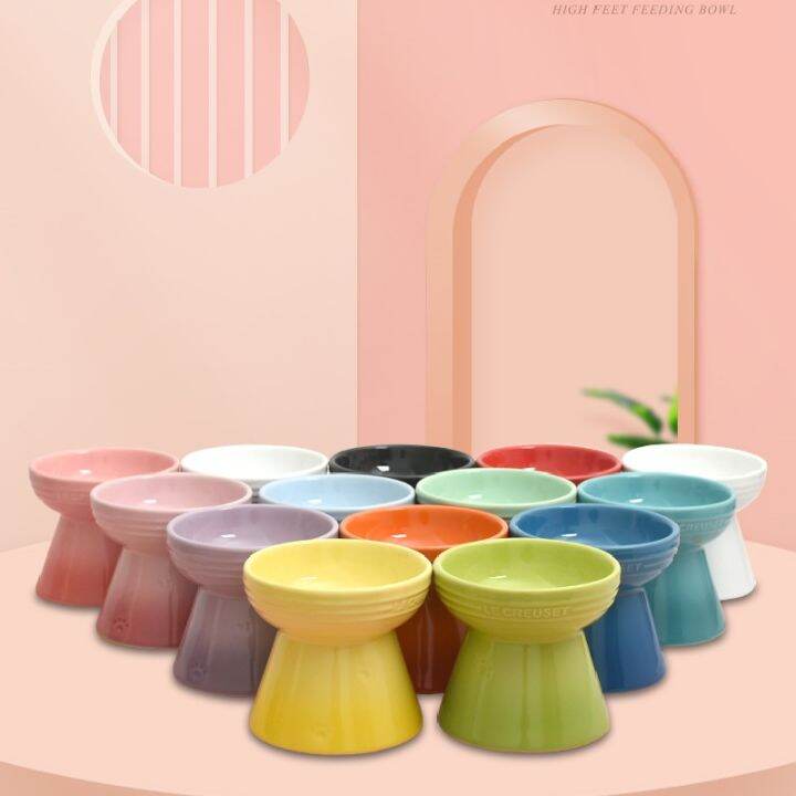 LE CREUSET Pet Bowl Tall Cat Bowl Anti Spill Cute Bowl Lazada.co.th