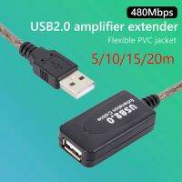 5/10/15/20M USB 2.0สายพ่วงชายหญิง Active เครื่องทวนสัญญาณไร้สายการ์ดเน็ตเวิร์กสายพ่วงสายไฟ USB อะแดปเตอร์