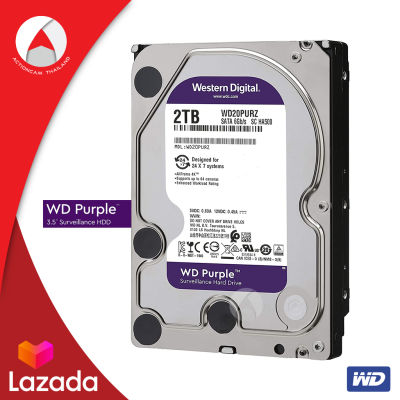 WD Purple 2TB Surveillance Hard Drive ฮาร์ดดิสก์กล้องวงจรปิด CCTV (WD20PURZ) HDD ฮาร์ดดิสก์ Harddisk AV 2TB SATA3(6Gb/s) cache 64MB 5400 RPM ประกัน synnex 3ปี internal ฮาร์ดดิส harddrive ฮาร์ดไดรฟ์ wd internal สำหรับกล้องวงจรปิด internal harddisk internal