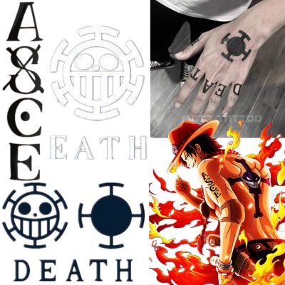 Anime ONE PIECE Portgas·D· Ace Cosplay Waterproof Temporary Tattoo Sticker Adult Unisex Gothic Accessories Prop Gifts