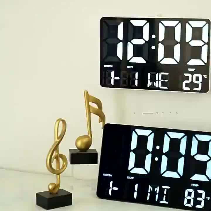 HUA821LED Digital Wall Clock Alarm Clock with Remote Control Brightness