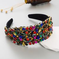 FG162 Women Colorful Rhinestone Headbnds Girls Beads Crystal Headband Sponge Padded Hairband Hair Jewelry Hair Accessories Wholesale