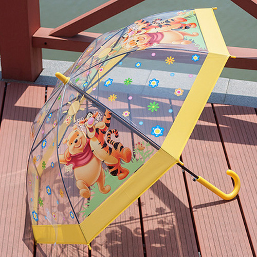and Windproof for boys and girls. Petit Size Kids Clear and Transparent Umbrella with an Easy Grip Handle 