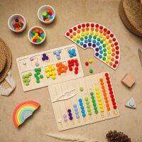 Montessori Rainbow Board ของเล่นไม้ธรรมชาติสำหรับเด็กผู้หญิงสี Sorting การศึกษา Nordic ของเล่นคณิตศาสตร์ช่วยสอนของเล่น Gift