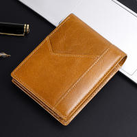 GENODERN New Genuine Leather Mens Wallet Anti RFID European &amp; American Retro Oil Wallet for Men Bifold Male Purse