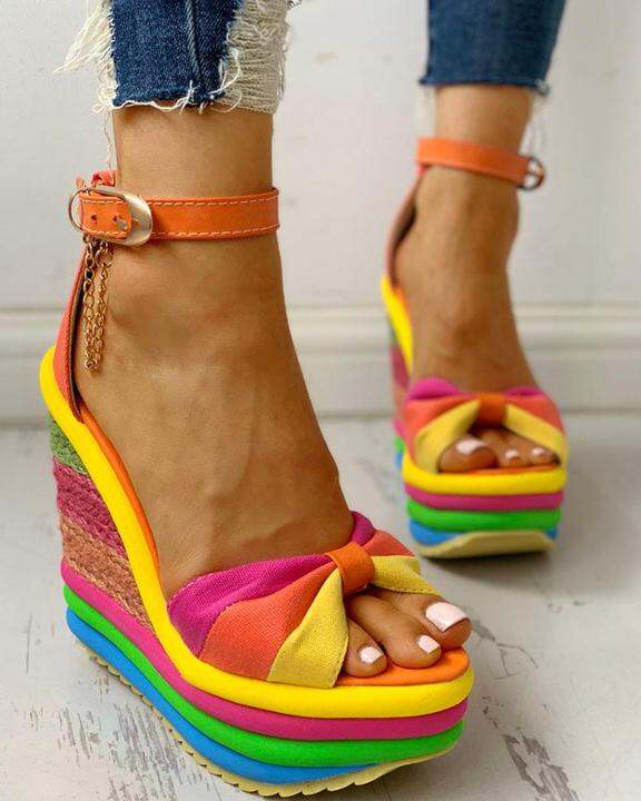 Colorful clearance wedge heels