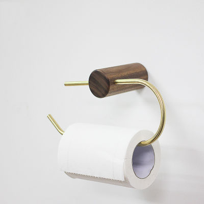 Nordic Bathroom Roll Holder Brass Solid Wood Wall Hanging Napkin Holder Gold Toilet Paper Towel Holder Kitchen storageshelf
