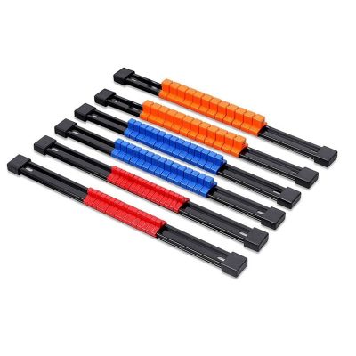 HORUSDY 6Pcs Socket Wrenchs Holder Adjustable Finisher 1/4 3/8 1/2 Storage Mountable Sliding Stand Sleeve Holder Rail Rack Tool