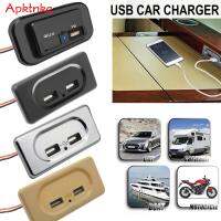 APKTNKA Camper Modification Charger DC5V3.1A 12V Dual USB พอร์ตซ็อกเก็ตชาร์จสำหรับ RV Motorhome Camping Caravan Bus Marine