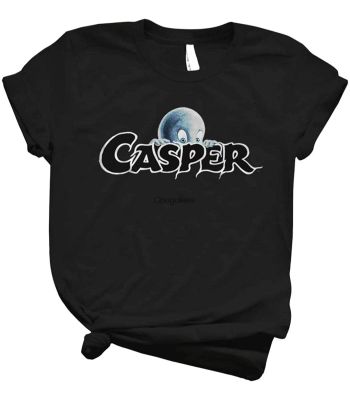 Casper The Friendly Ghost Man เสื้อโลโก้ Tee ราคาถูกโลโก้ Love เสื้อ Aldult TShirt พิมพ์ตามความต้องการสีดำ (1)S-5XL