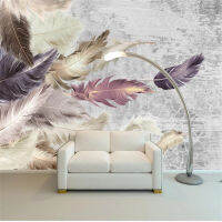 [hot]Custom 3D Wallpaper Mural Cement Texture Feather Living Room Bedroom Background Wall Paper Decorative Painting