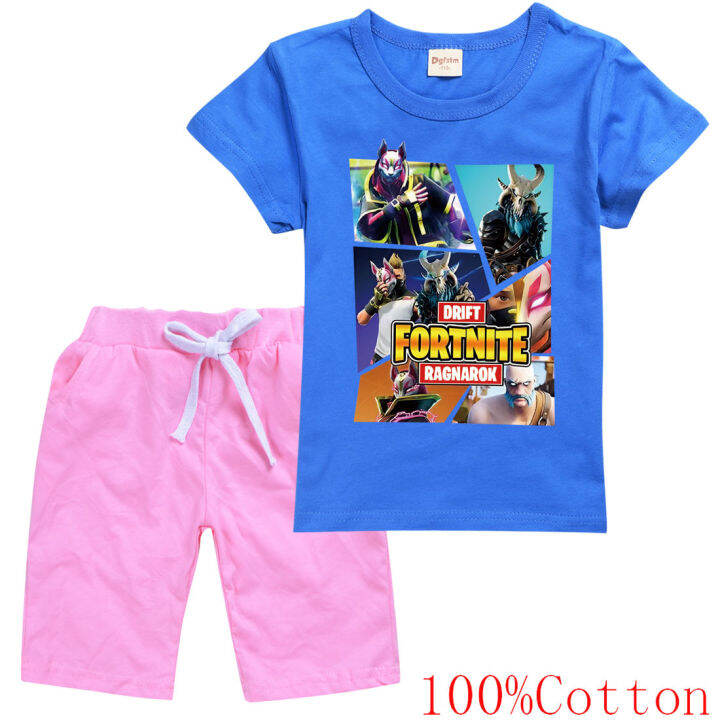 fortnites-เสื้อยืดชุดสาวเด็กแขนสั้นเสื้อทีกางเกงขาสั้น8353สบายๆการ์ตูนกางเกงขาสั้นใหม่บุคลิกภาพเสื้อยืดแฟชั่นใหม่