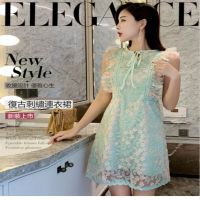 [spot] real photo of crabapple boutique womens dress new floral French dress small group design sense of wisdom smoked skirt court style retro Platycodon skirt fresh and sweet super fairy skirt heavy industry embroidery mesh wood ear side dress