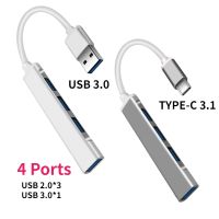 USB 3.0/2.0 TYPE-C 3.1 4 Port USB Hub Multi OTG Kecepatan Tinggi 5Gbps untuk Macbook PC Komputer Telepon Seluler U Disk Mouse Keyboard