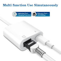 อะแดปเตอร์เครือข่าย Lightning To RJ45 2 In 1 Ethernet LAN พร้อมพอร์ตชาร์จเข้ากันได้กับ ipod Plug And Play