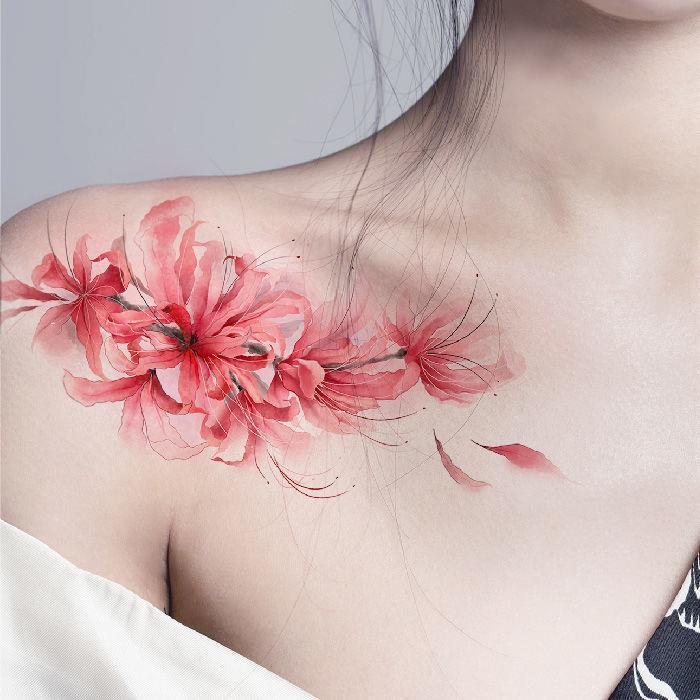 the-other-shore-flower-tattoo-stickers-manzhu-shahua-waterproof-female-long-lasting-waterproof-small-fresh-sexy-collarbone-flower-arm-12-sheets