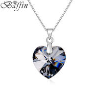 20212PCSLot BAFFIN Romantic Heart Necklaces&amp;Pendants Crystal From SWAROVSKI Elements For Women Silver Color Jewelry Mother Day Gift