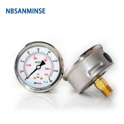 SM1SP63B เกจวัดสแตนเลส63มม. 2.5นิ้ว1/4 NPT Back Manometer เกจวัดความดันน้ำมันไฮดรอลิกเหลว