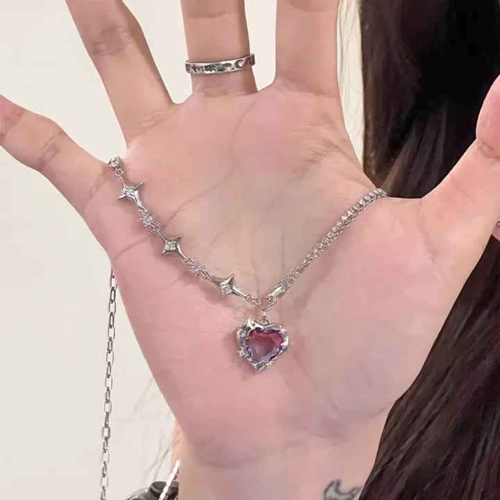 2023-necklace-cool-punk-necklace-women-necklace-fashion-aesthetic-necklace-cool-girl-necklace-y2k-necklace-sweet-girl-necklace-heart-pendant-necklace