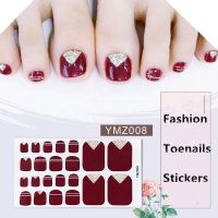 22tips/sheet Toe Nail Stickers Fashion Toe Nail Wraps Nail Art Full Cover Adhesive Foil Stickers Manicure Decals