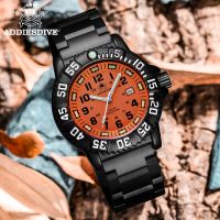 ♔ Addies Dive Men Fashion Casual Watch Calendar Display 50m Waterproof Tube Luminous Watch Orange Dial Rotating Bezel Quartz Watch