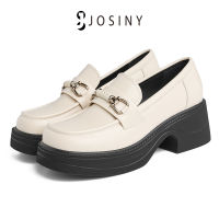 JOSINY รองเท้าโลฟเฟอร์หนัง หัวกลม พื้นหนา ทรงหลวม ขนาดเล็ก สไตล์คลาสสิก สําหรับผู้หญิงหนังหมู) 9141