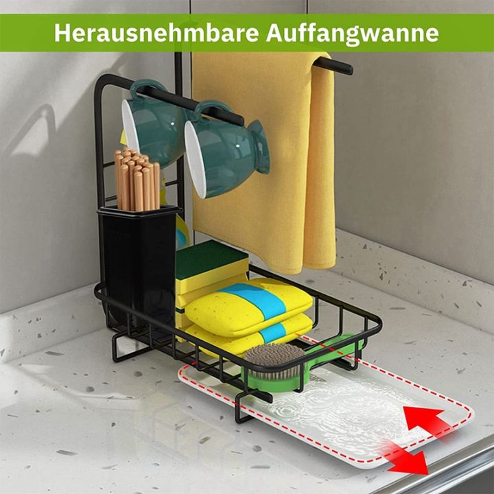sink-organiser-sink-organiser-with-drip-tray-kitchen-organiser-for-storage-kitchen-easy-to-clean-sponge-holder