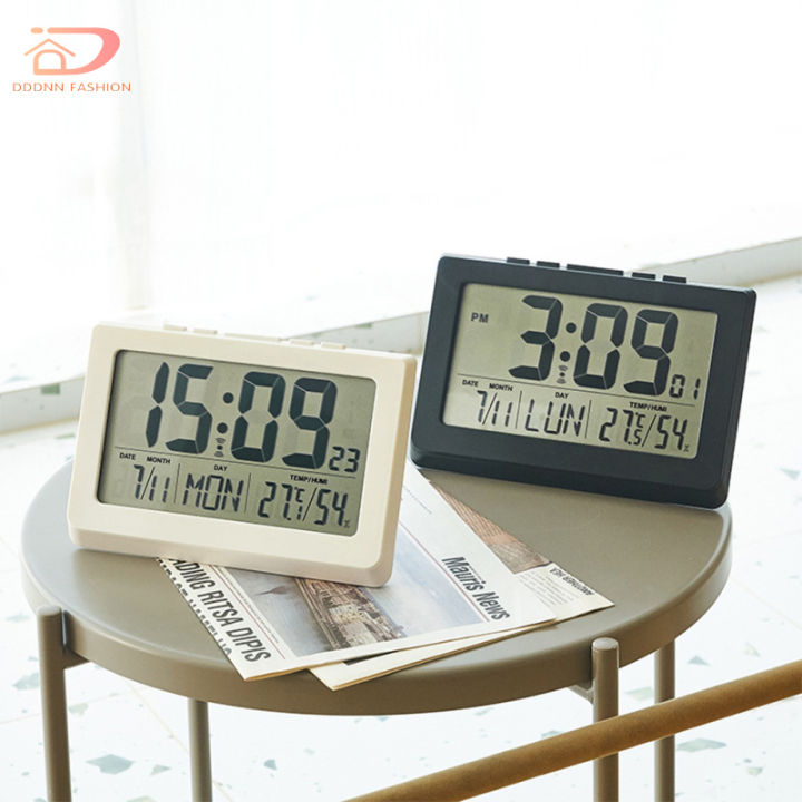 สต๊อก-นาฬิกาตั้งโต๊ะจอแสดงอุณหภูมิความชื้นข้อมูลเวลานาฬิกาปลุกสำหรับตกแต่งสำนักงานห้องนอน-21x14x2-5ซม